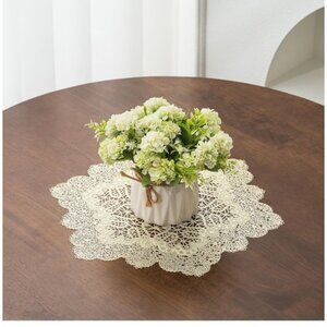 BACKTOEDEN Light Gold Round Placemats Set of 6 Washable Wipeable Heat Resistant